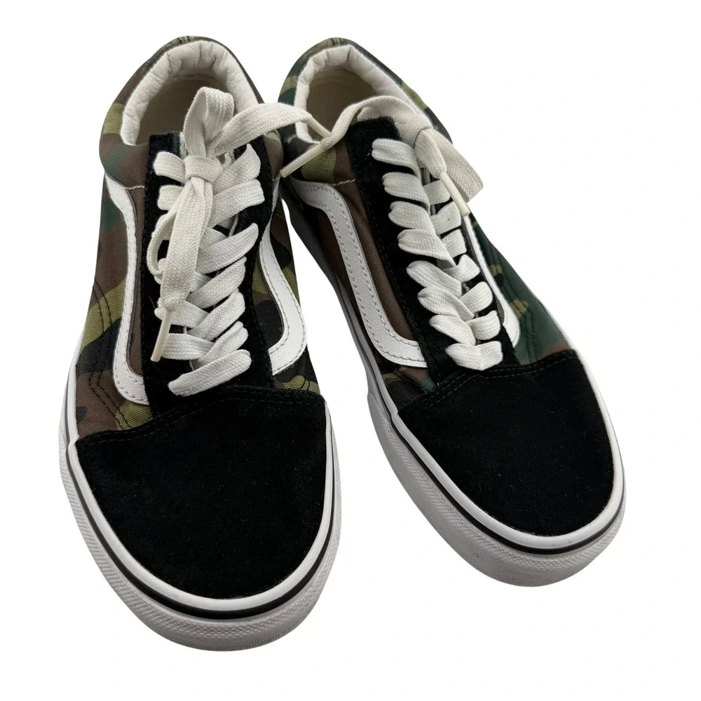 Vans Old Skool Camo Suede Black Skate Shoes Sneakers Men Size 6 Women Size 7.5